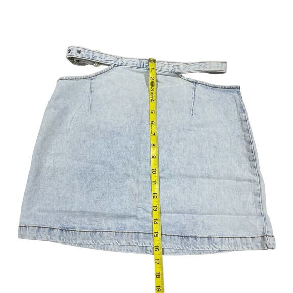 Revolve We Wore What Skirt Women M Denim Cut Out Mini Light Wash 90s Y2K Casual - Picture 4 of 14